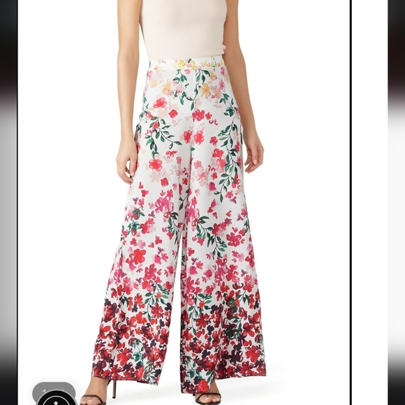 Marchesa Notte Pants - Marchesa Notte Designer Gradiant Floral Palazzo Pants Flowy Silky Huge Leg 20W